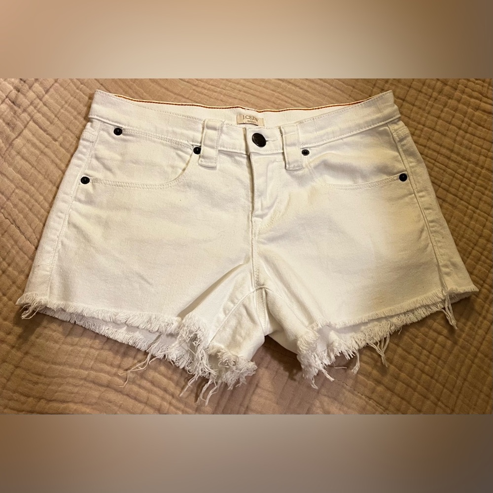 J Crew cut off white denim shorts